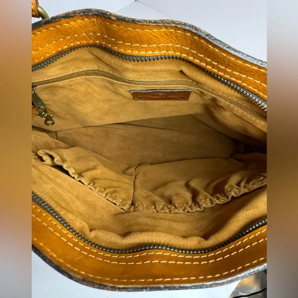 #151 Patricia Nash Florence Poppy Tooled Floral Leather Shoulder Tote Bag - Picture 12 of 16